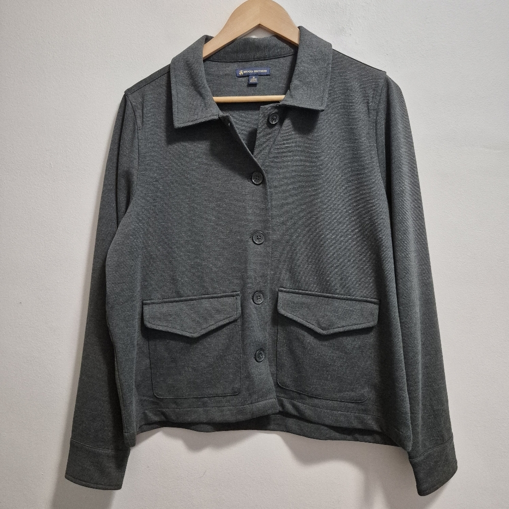 Brooks Brothers Womens Mid-Layer Stretch Button Jacket Gray Size Medium